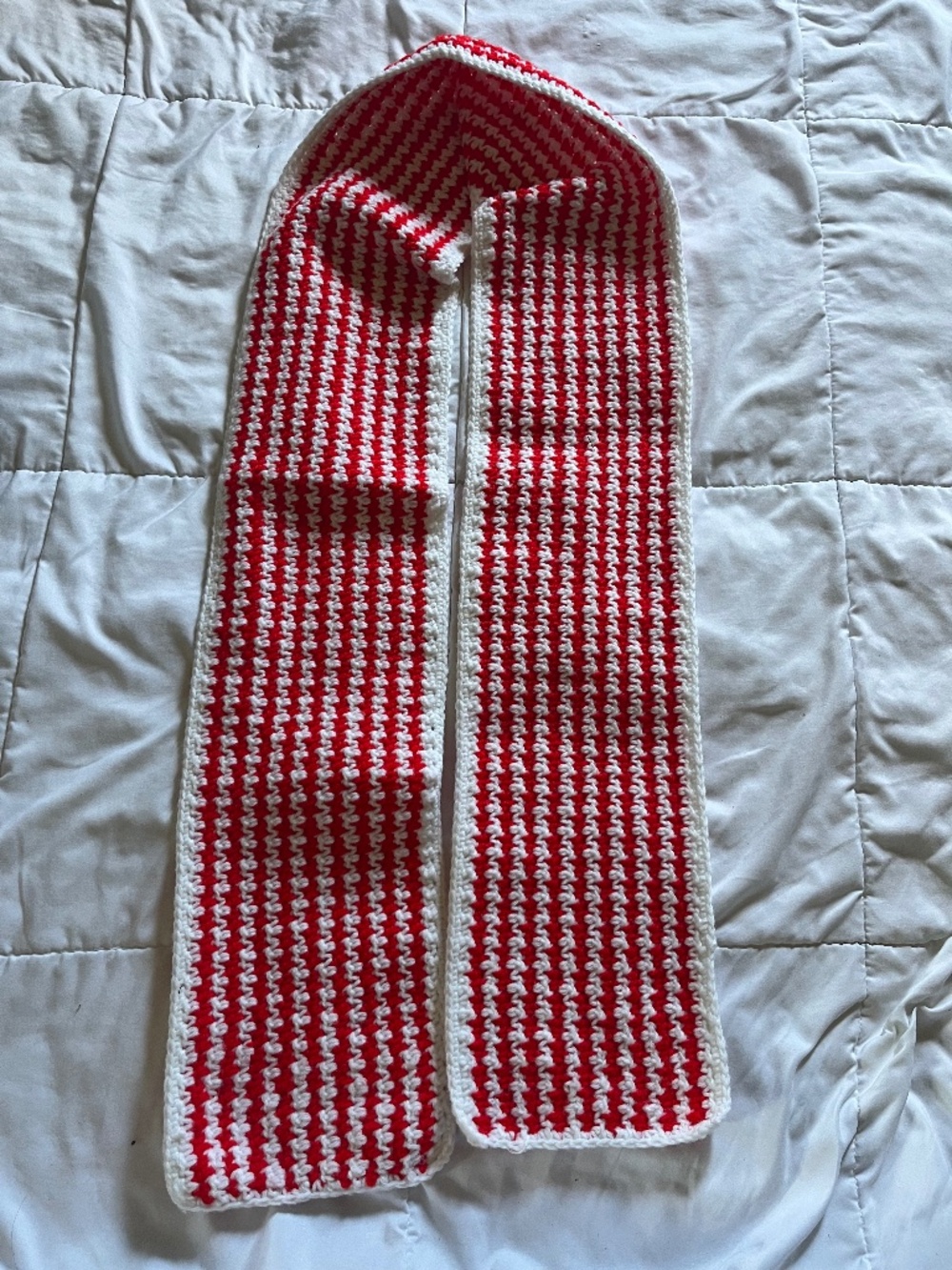 Handmade Red and White Scarf